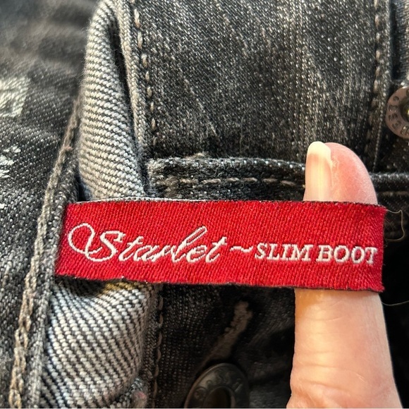 Guess Jeans Starlet Slim Boot Denim Whiskers Distressed Gray Size 27 - Picture 10 of 13